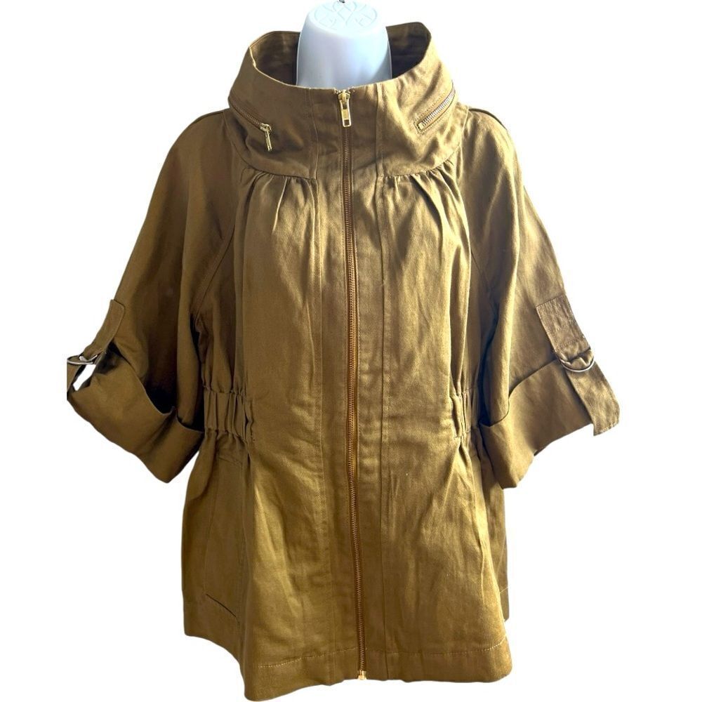 FRENCH CONNECTION High Collar Zipper Closure Details Three Quarter Sleeve Size10